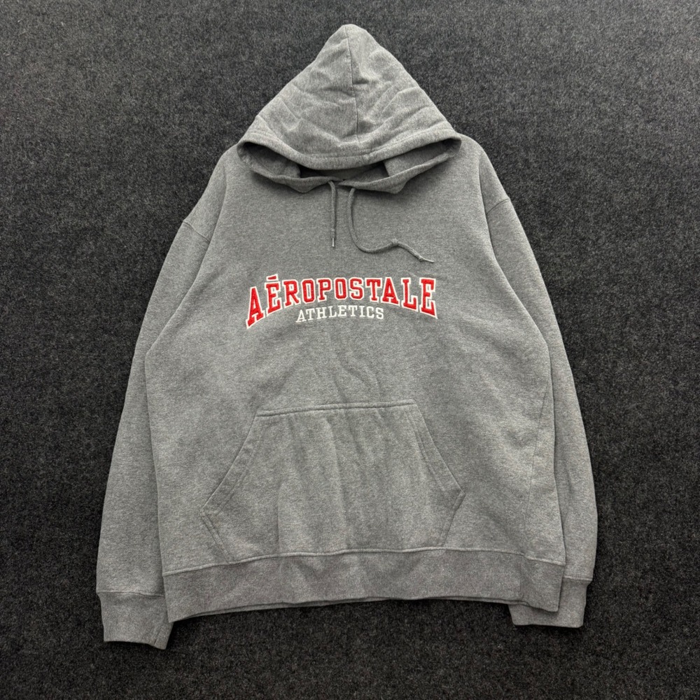 Aeropostale Athletics Hoodie Mens Large Gray Vintage Oversized Embroidered Logo